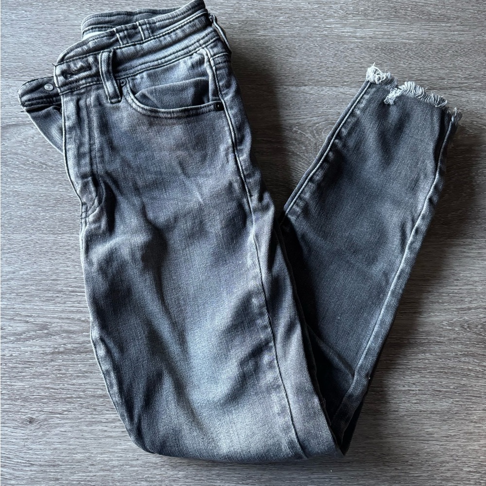 KanCan Black Washed Skinny Jeans with Raw Hem